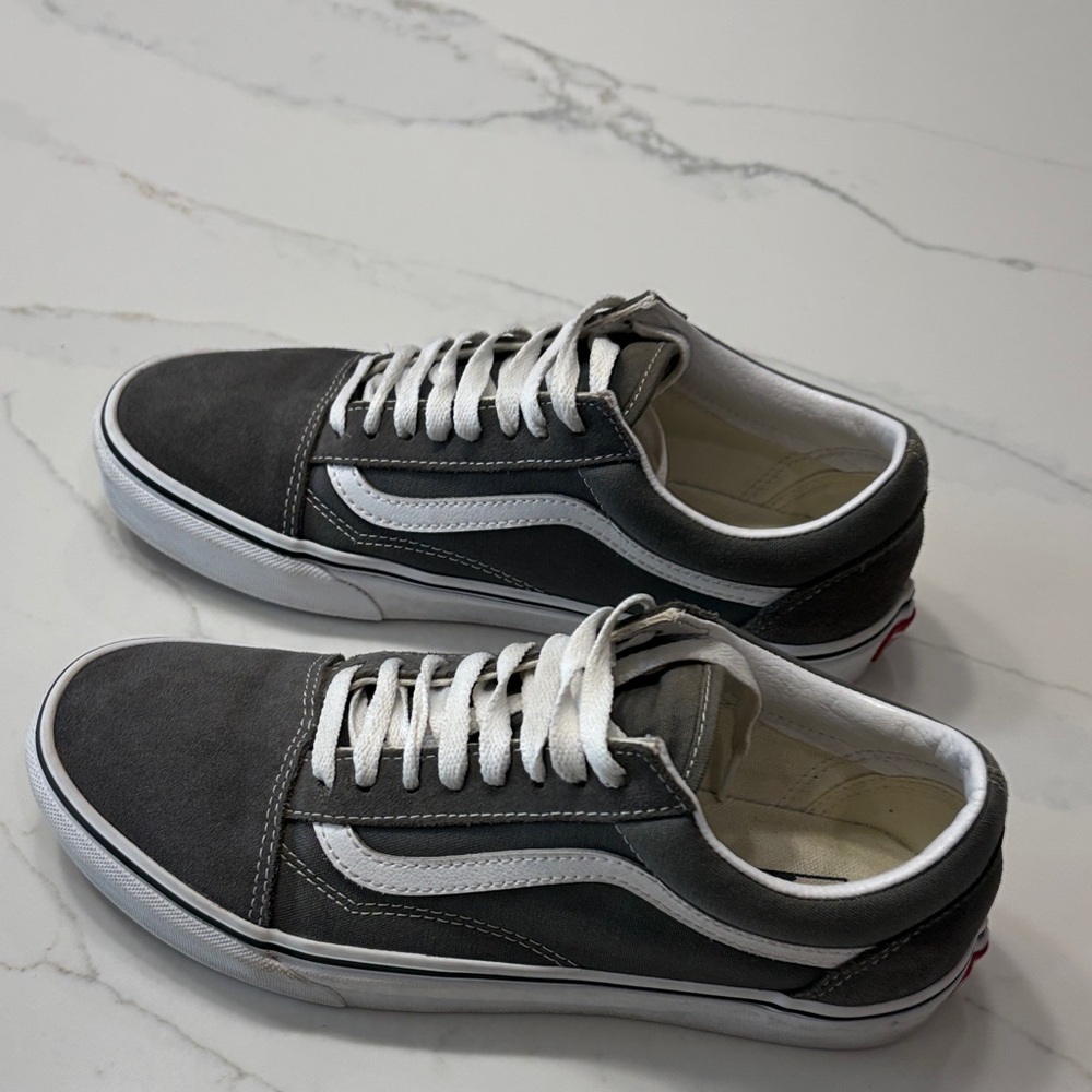Vans Old Skool Gray and White Suede Low Top Sneakers - Picture 8 of 15